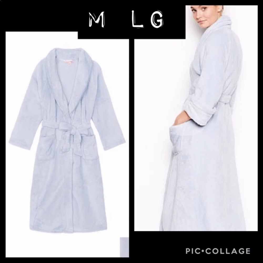vs cozy long robe luxe soft mid calf robe grey lg